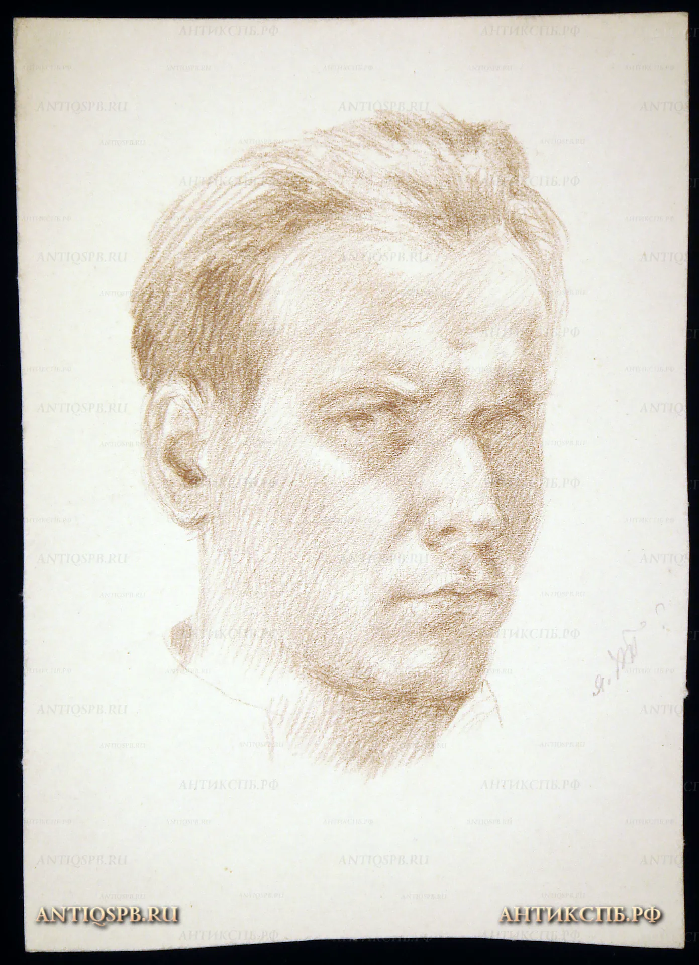 Рисунок "Автопортрет". Бумага, карандаш. Автор: Поляков Александр Иванович (1921-1998). Вт. пол. ХХ века. СССР. №43П  